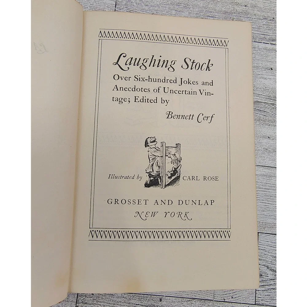Laughing Stock 1945 Bennett Cerf HC‎ Vtg Humor Book Jokes Anecdotes Carl Rose